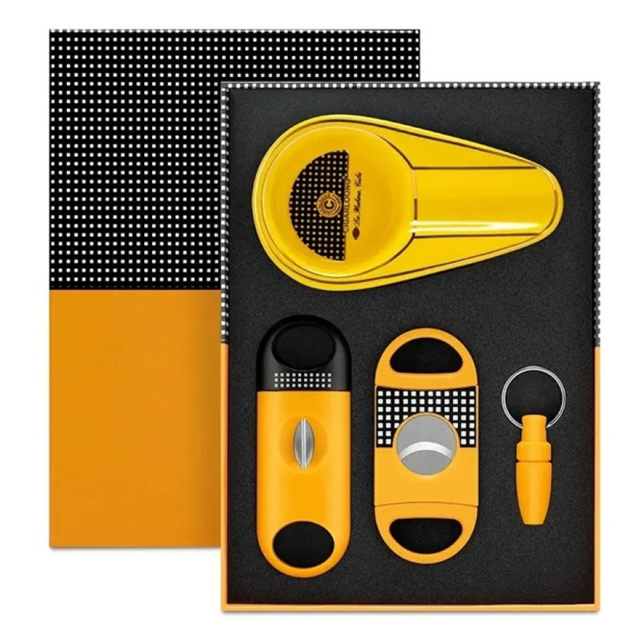 Kit Presente Cohiba Para Charuto Cinzeiro Furador Cortador Reto